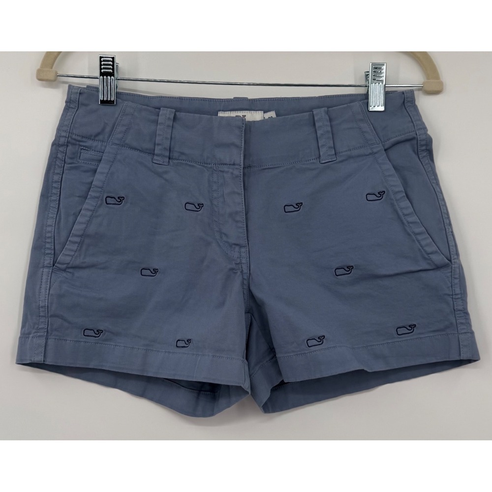 Vineyard Vines Shorts Womens 00 Blue Whale Embroidered Chino